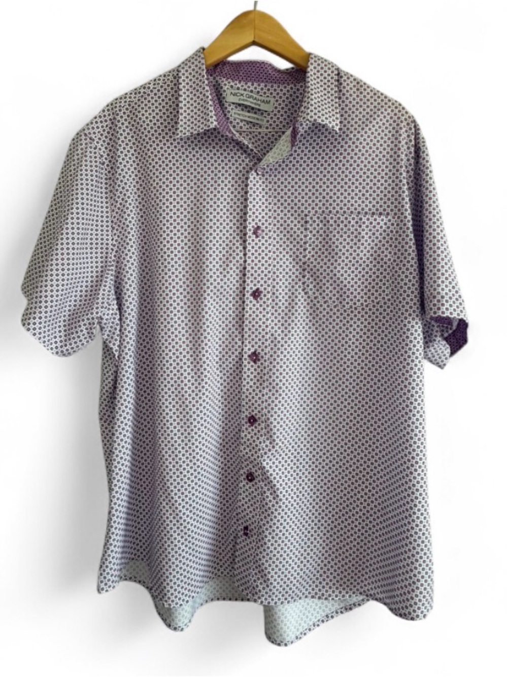 Men Short Sleeve Button Up Nick Graham Everywhere Stretch Modern Fit Shirt XXL